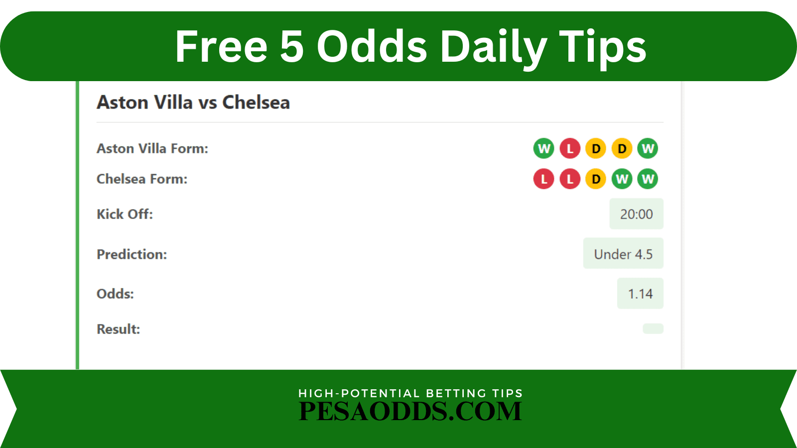 Free 5 Odds Daily Tips