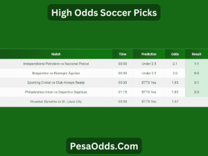 High Odds Soccer Picks