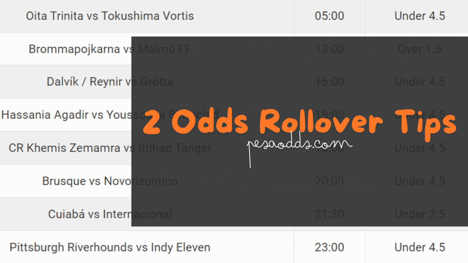 2 odds rollover tips free today