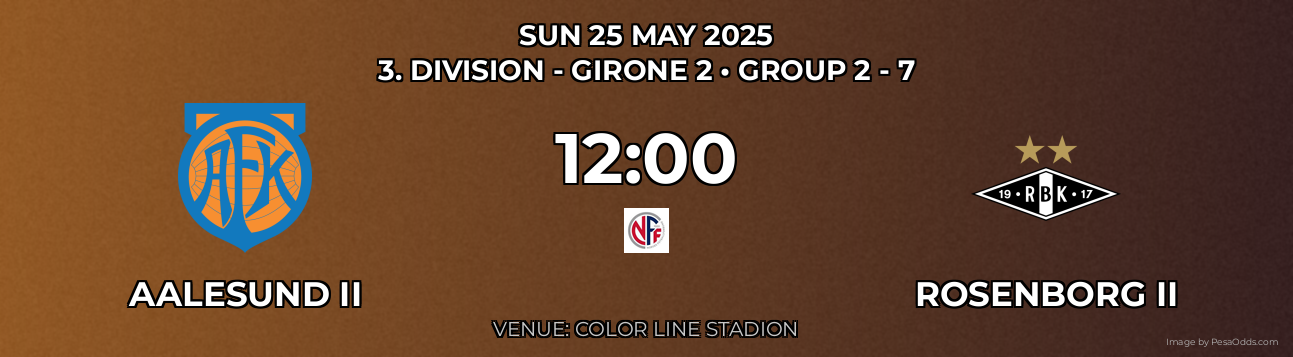 Aalesund II vs Rosenborg II Prediction match poster for 3. Division - Girone 2 fixture on SUN 25 MAY 2025