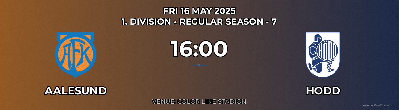 Aalesund vs hodd Prediction match poster for 1. Division fixture on FRI 16 MAY 2025