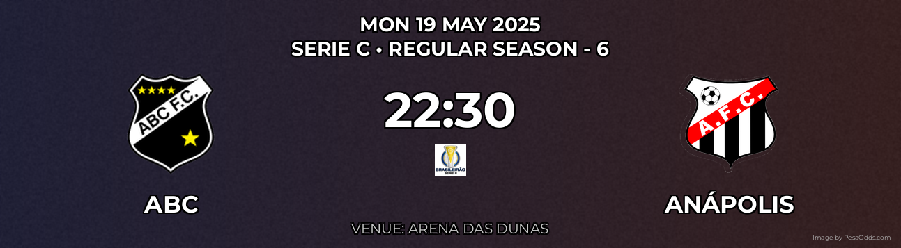 ABC vs Anápolis Prediction match poster for Serie C fixture on MON 19 MAY 2025