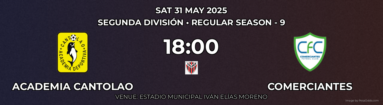 Academia Cantolao vs Comerciantes Prediction match poster for Segunda División fixture on SAT 31 MAY 2025
