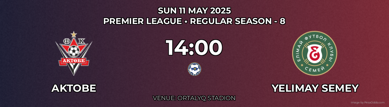 Aktobe vs Yelimay Semey Prediction match poster for Premier League fixture on SUN 11 MAY 2025