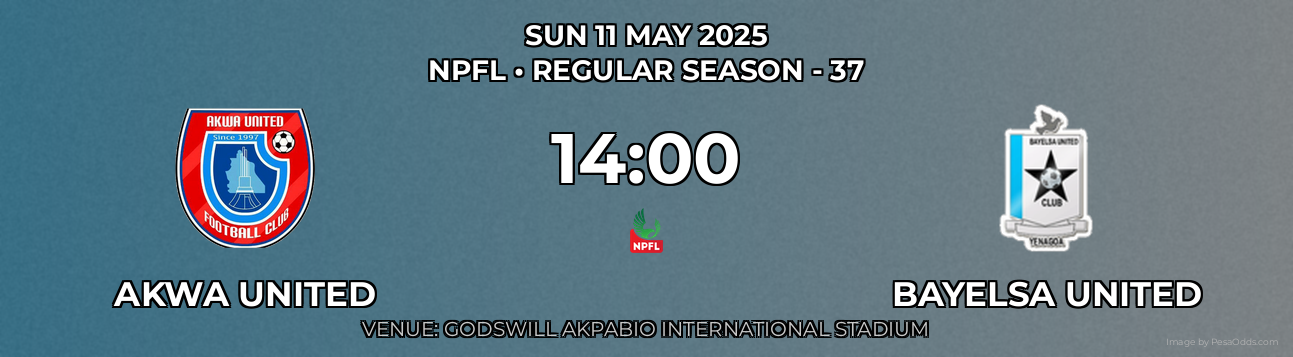 Akwa United vs Bayelsa United Prediction match poster for NPFL fixture on SUN 11 MAY 2025