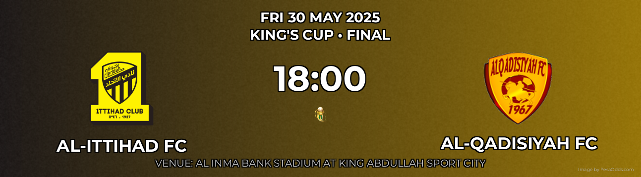 Al-Ittihad FC vs Al-Qadisiyah FC Prediction match poster for King's Cup fixture on FRI 30 MAY 2025