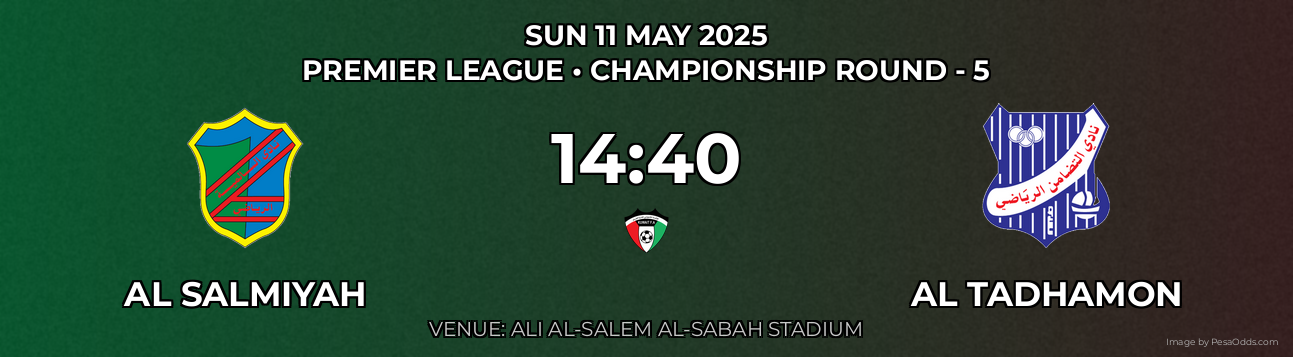 Al Salmiyah vs Al Tadhamon Prediction match poster for Premier League fixture on SUN 11 MAY 2025