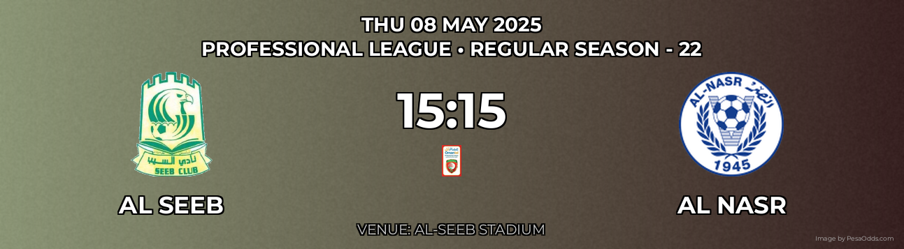 Al Seeb vs Al Nasr Prediction match poster for Professional League fixture on THU 08 MAY 2025