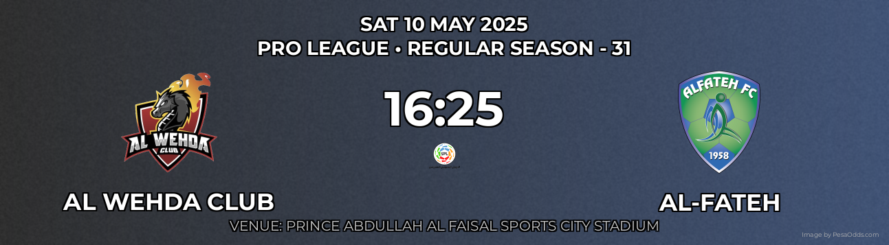 Al Wehda Club vs Al-Fateh Prediction match poster for Pro League fixture on SAT 10 MAY 2025