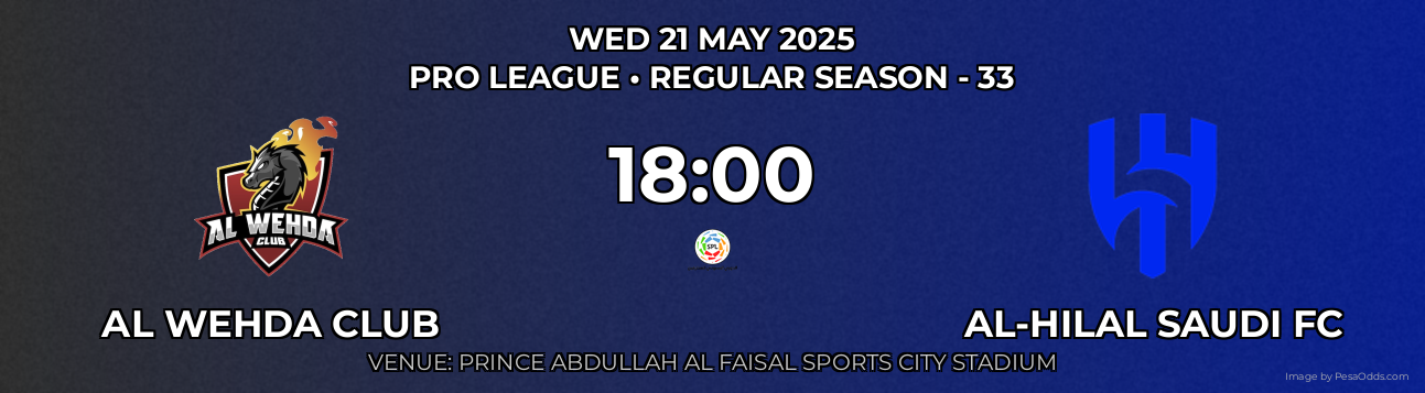 Al Wehda Club vs Al-Hilal Saudi FC Prediction match poster for Pro League fixture on WED 21 MAY 2025