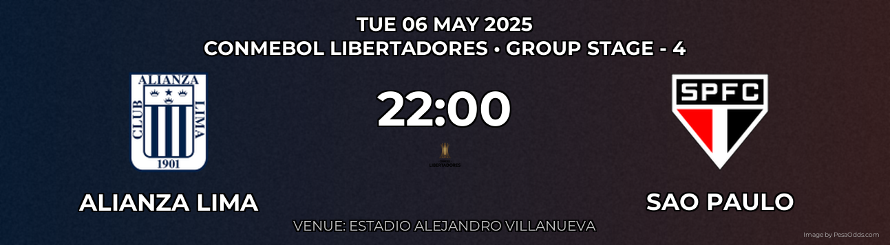 Alianza Lima vs Sao Paulo Prediction match poster for CONMEBOL Libertadores fixture on TUE 06 MAY 2025