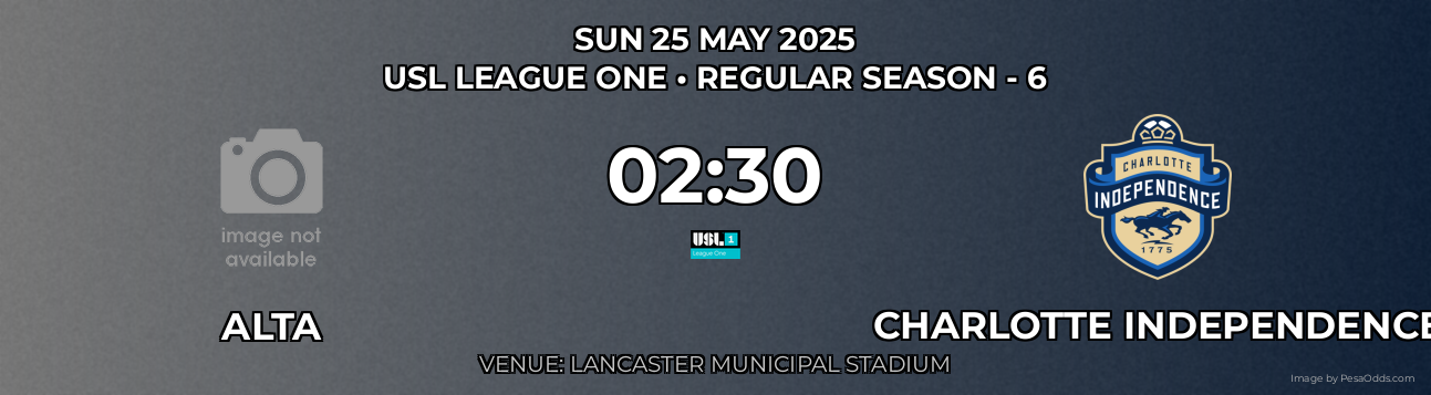 Alta vs Charlotte Independence Prediction match poster for USL League One fixture on SUN 25 MAY 2025