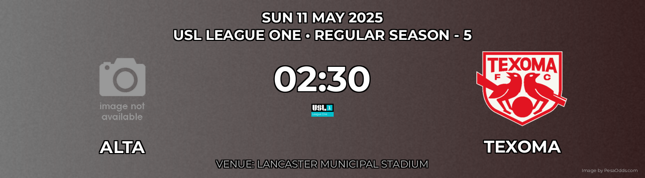Alta vs Texoma Prediction match poster for USL League One fixture on SUN 11 MAY 2025