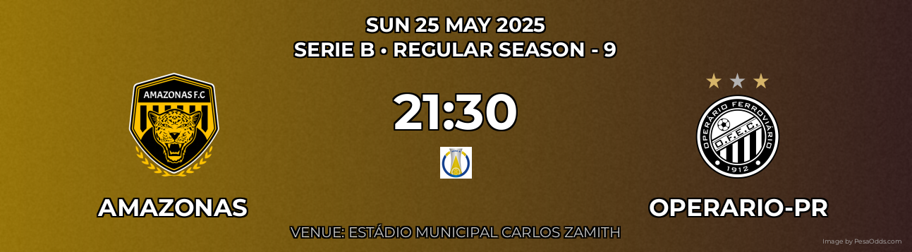 Amazonas vs Operario-PR Prediction match poster for Serie B fixture on SUN 25 MAY 2025