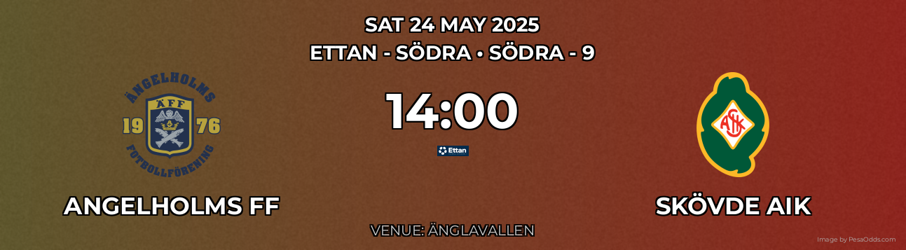 Angelholms FF vs Skövde AIK Prediction match poster for Ettan - Södra fixture on SAT 24 MAY 2025