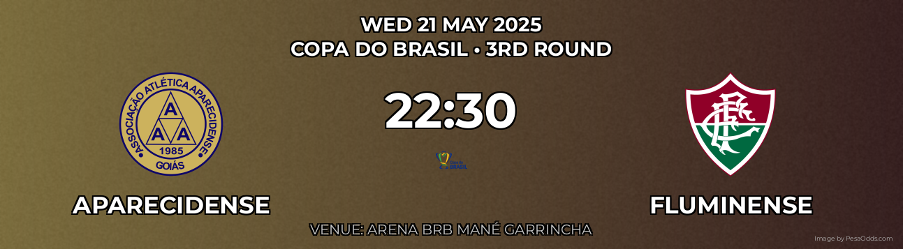Aparecidense vs Fluminense Prediction match poster for Copa Do Brasil fixture on WED 21 MAY 2025