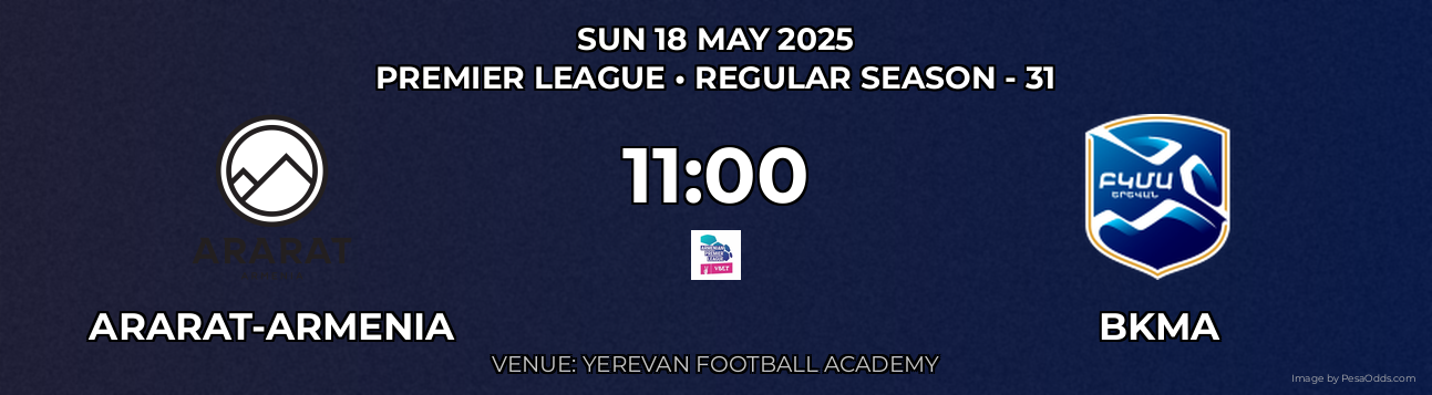 Ararat-Armenia vs BKMA Prediction match poster for Premier League fixture on SUN 18 MAY 2025