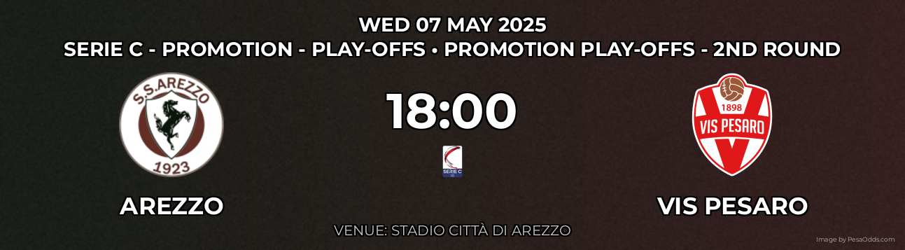 Arezzo vs Vis Pesaro Prediction match poster for Serie C - Promotion - Play-offs fixture on WED 07 MAY 2025