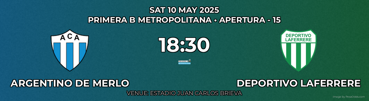 Argentino de Merlo vs Deportivo Laferrere Prediction match poster for Primera B Metropolitana fixture on SAT 10 MAY 2025
