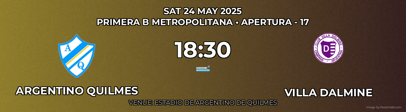 Argentino Quilmes vs Villa Dalmine Prediction match poster for Primera B Metropolitana fixture on SAT 24 MAY 2025