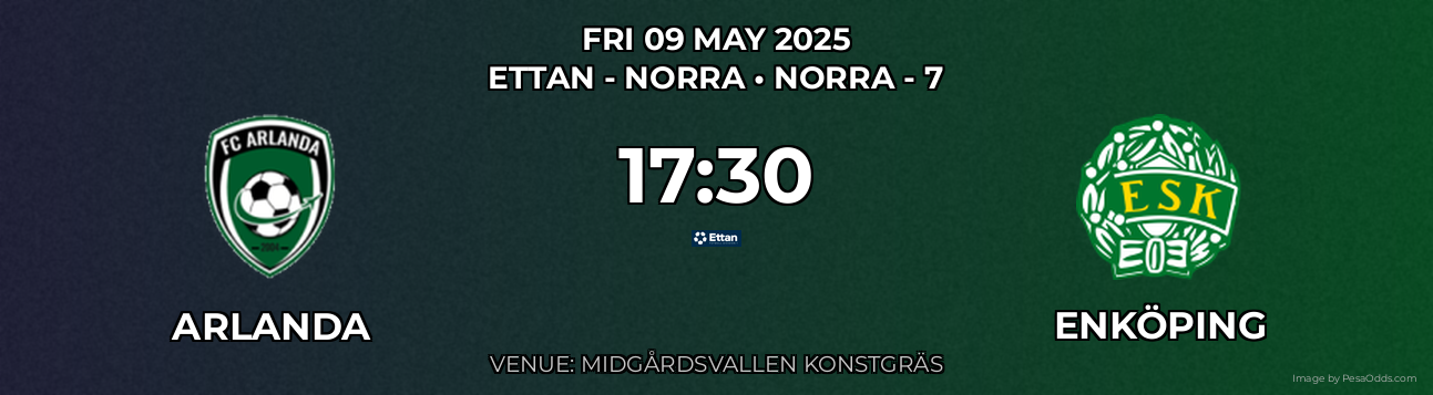 Arlanda vs Enköping Prediction match poster for Ettan - Norra fixture on FRI 09 MAY 2025