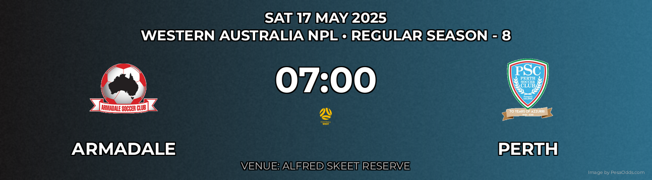 Armadale vs Perth Prediction match poster for Western Australia NPL fixture on SAT 17 MAY 2025