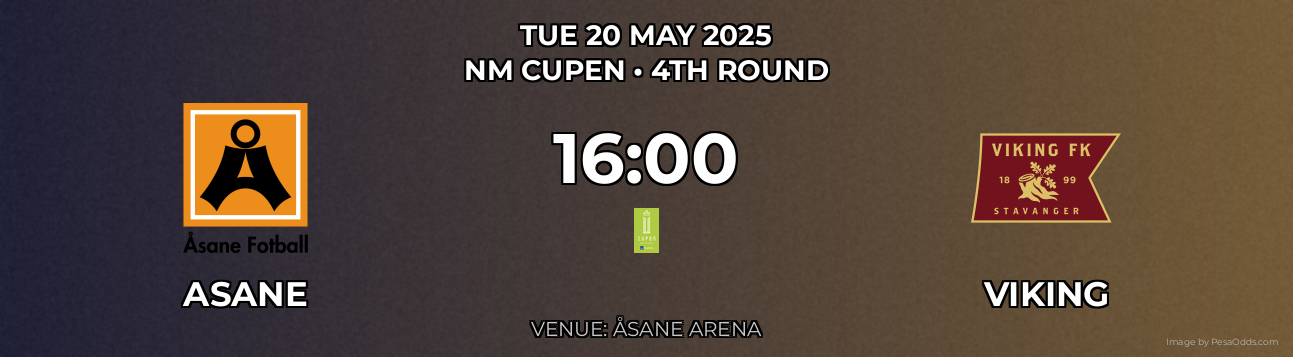 Asane vs Viking Prediction match poster for NM Cupen fixture on TUE 20 MAY 2025