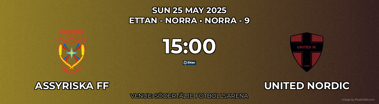 Assyriska FF vs United Nordic Prediction match poster for Ettan - Norra fixture on SUN 25 MAY 2025