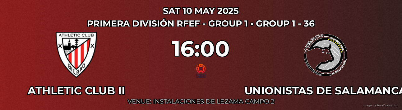 Athletic Club II vs Unionistas de Salamanca Prediction match poster for Primera División RFEF - Group 1 fixture on SAT 10 MAY 2025