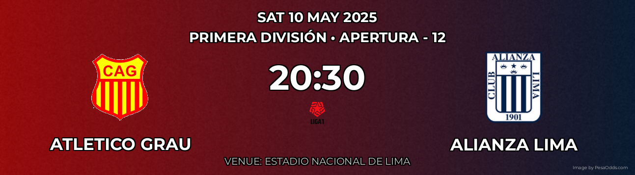 Atletico Grau vs Alianza Lima Prediction match poster for Primera División fixture on SAT 10 MAY 2025
