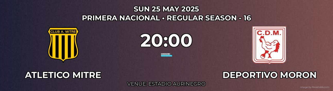 Atletico Mitre vs Deportivo Moron Prediction match poster for Primera Nacional fixture on SUN 25 MAY 2025