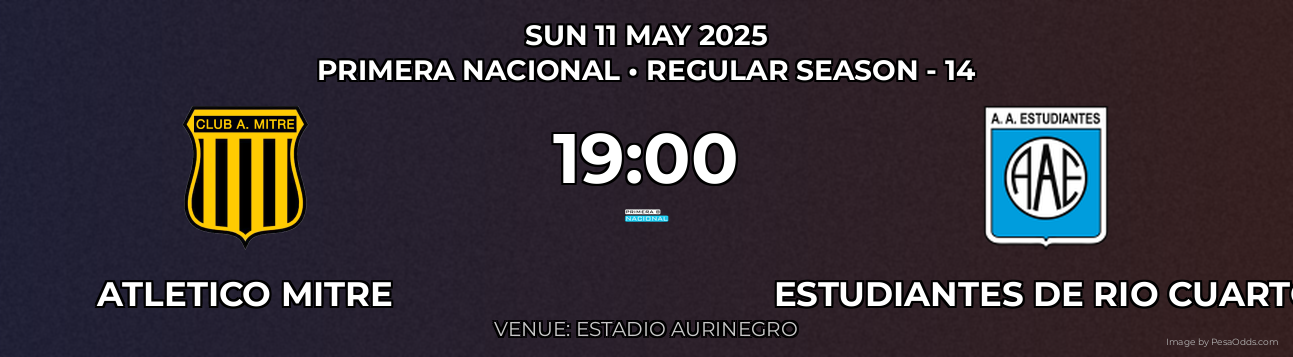 Atletico Mitre vs Estudiantes de Rio Cuarto Prediction match poster for Primera Nacional fixture on SUN 11 MAY 2025