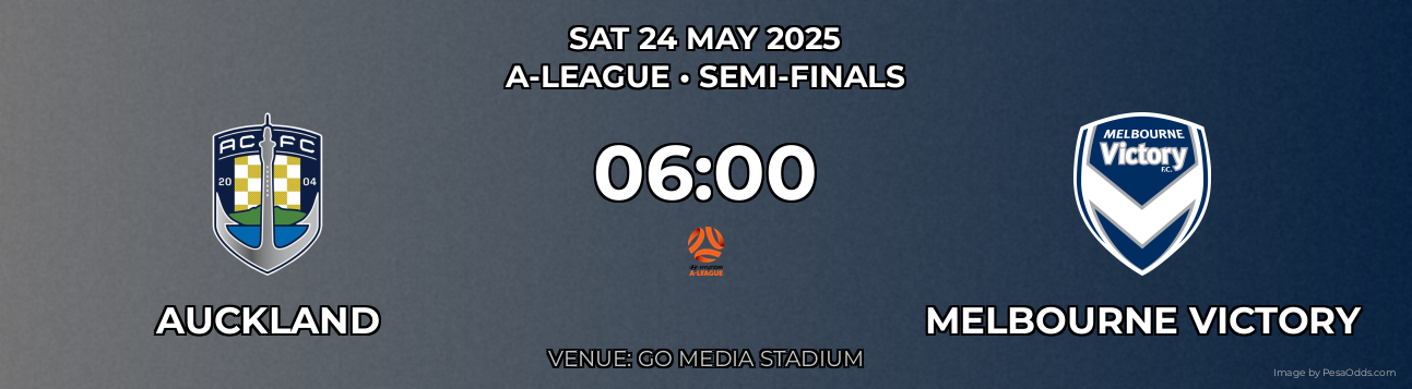 Auckland vs Melbourne Victory Prediction match poster for A-League fixture on SAT 24 MAY 2025