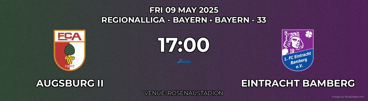 Augsburg II vs Eintracht Bamberg Prediction match poster for Regionalliga - Bayern fixture on FRI 09 MAY 2025