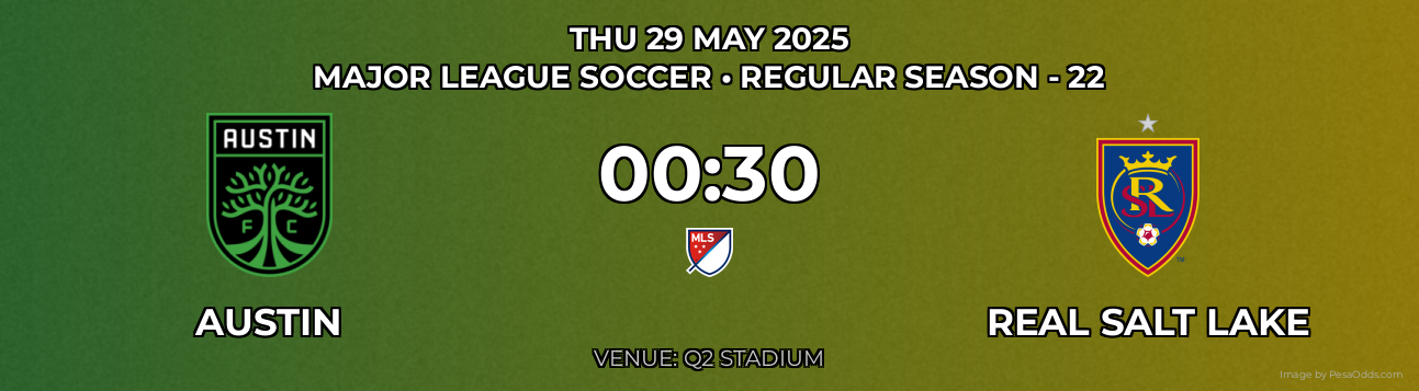 Austin vs Real Salt Lake Prediction match poster for Major League Soccer fixture on THU 29 MAY 2025