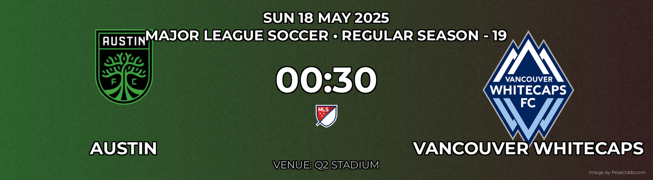 Austin vs Vancouver Whitecaps Prediction match poster for Major League Soccer fixture on SUN 18 MAY 2025