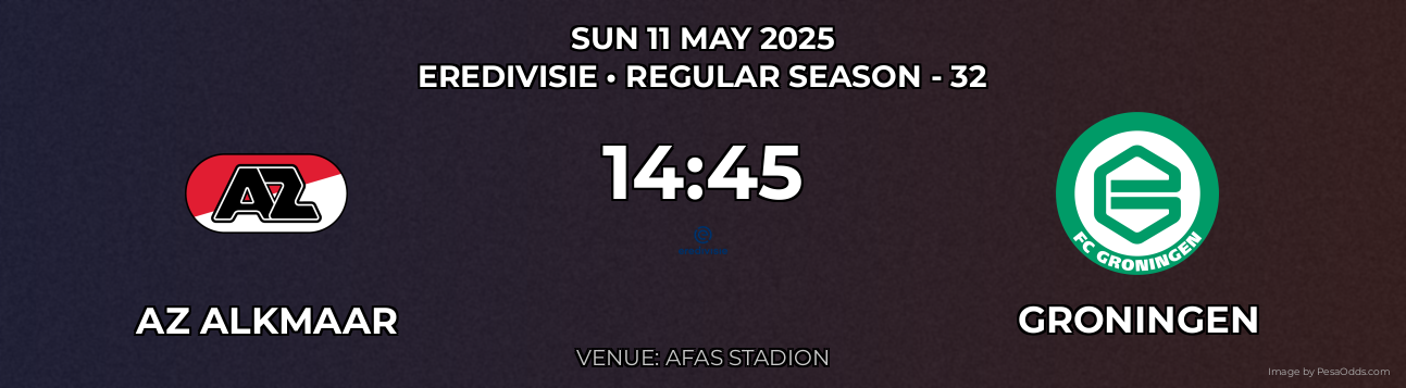 AZ Alkmaar vs Groningen Prediction match poster for Eredivisie fixture on SUN 11 MAY 2025