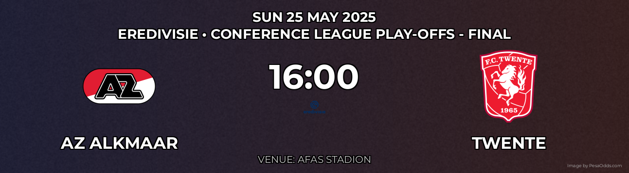 AZ Alkmaar vs Twente Prediction match poster for Eredivisie fixture on SUN 25 MAY 2025