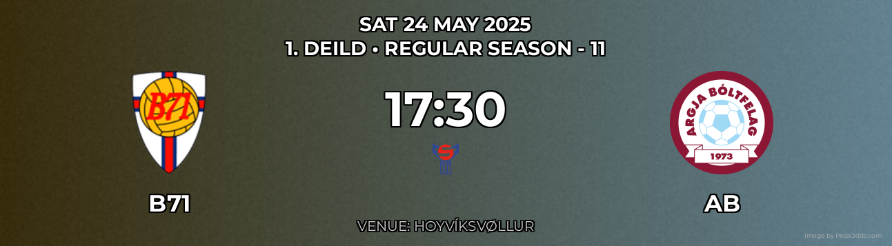 B71 vs AB Prediction match poster for 1. Deild fixture on SAT 24 MAY 2025