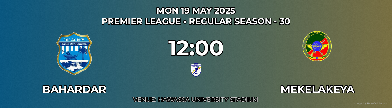 Bahardar vs Mekelakeya Prediction match poster for Premier League fixture on MON 19 MAY 2025