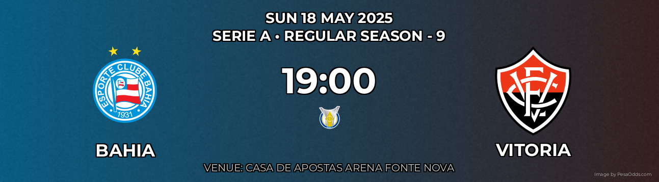 Bahia vs Vitoria Prediction match poster for Serie A fixture on SUN 18 MAY 2025