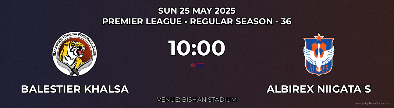 Balestier Khalsa vs Albirex Niigata S Prediction match poster for Premier League fixture on SUN 25 MAY 2025