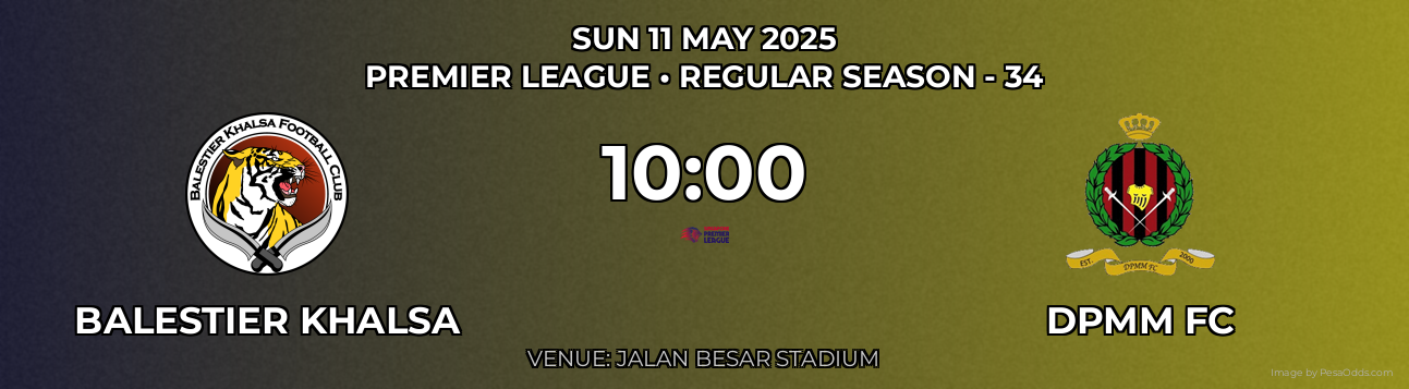 Balestier Khalsa vs DPMM FC Prediction match poster for Premier League fixture on SUN 11 MAY 2025