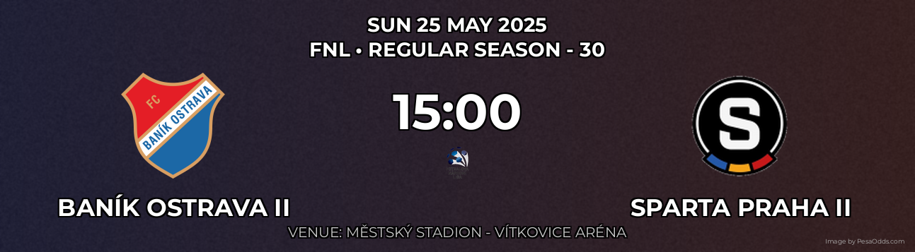 Baník Ostrava II vs Sparta Praha II Prediction match poster for FNL fixture on SUN 25 MAY 2025