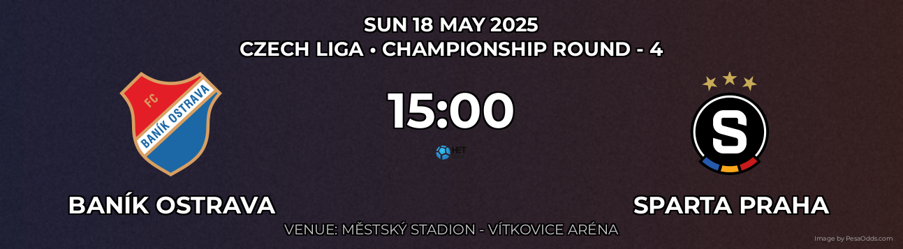 Baník Ostrava vs Sparta Praha Prediction match poster for Czech Liga fixture on SUN 18 MAY 2025
