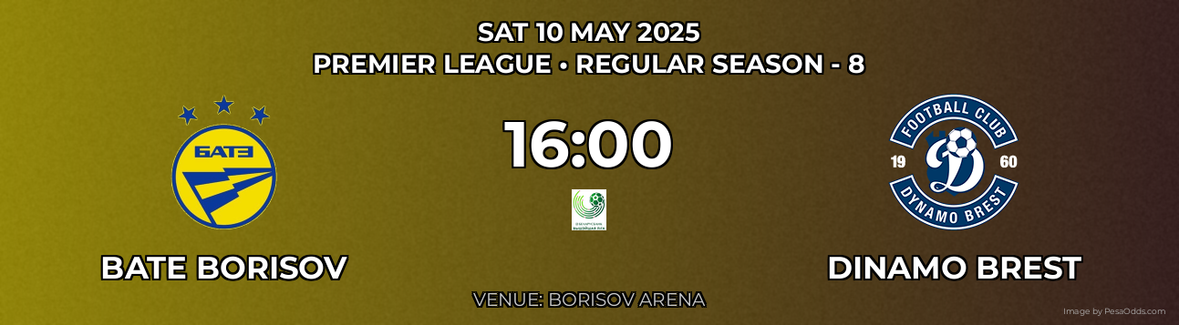 Bate Borisov vs Dinamo Brest Prediction match poster for Premier League fixture on SAT 10 MAY 2025