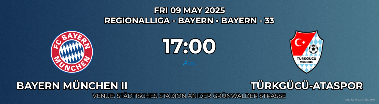 Bayern München II vs Türkgücü-Ataspor Prediction match poster for Regionalliga - Bayern fixture on FRI 09 MAY 2025