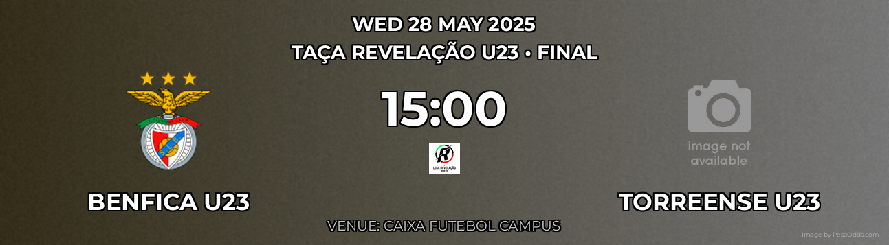 Benfica U23 vs Torreense U23 Prediction match poster for Taça Revelação U23 fixture on WED 28 MAY 2025