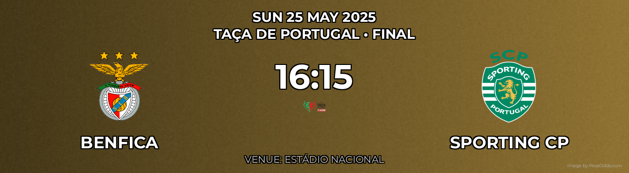 Benfica vs Sporting CP Prediction match poster for Taça de Portugal fixture on SUN 25 MAY 2025