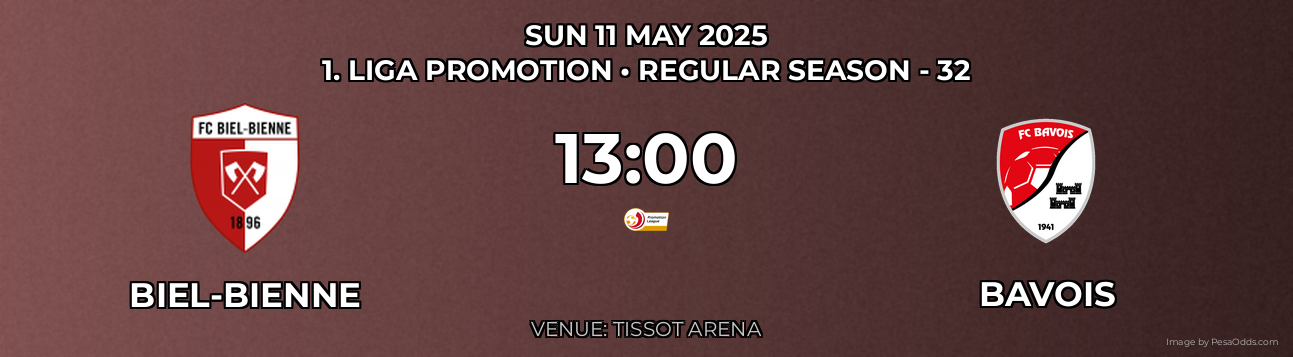 Biel-Bienne vs Bavois Prediction match poster for 1. Liga Promotion fixture on SUN 11 MAY 2025